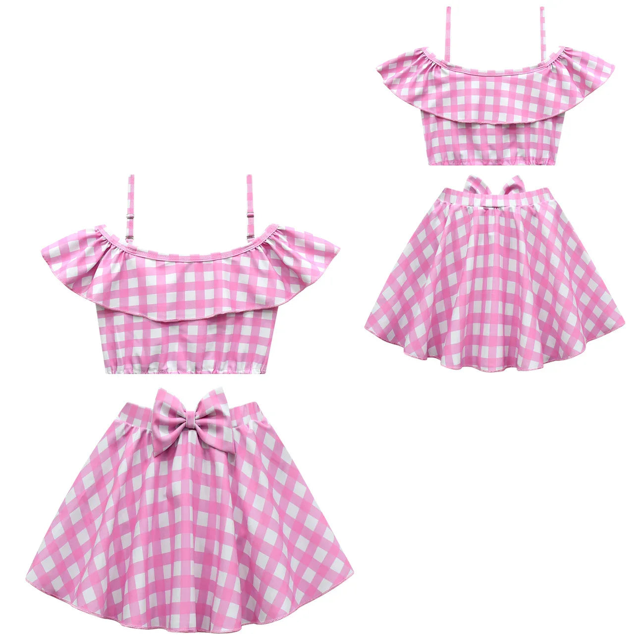 2023 Barbie Movie Margot Robbie Barbie Plaid Kids Swimsuit Outfits Cosplay Costume