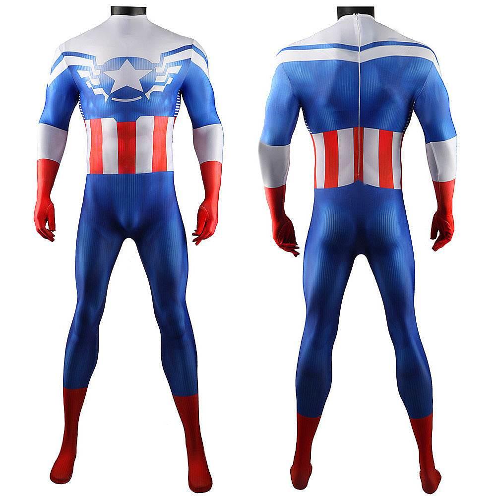 Captain America Winter Soldier Cosplay Costume Jumpsuit Zentai Party Carnival - Azufun