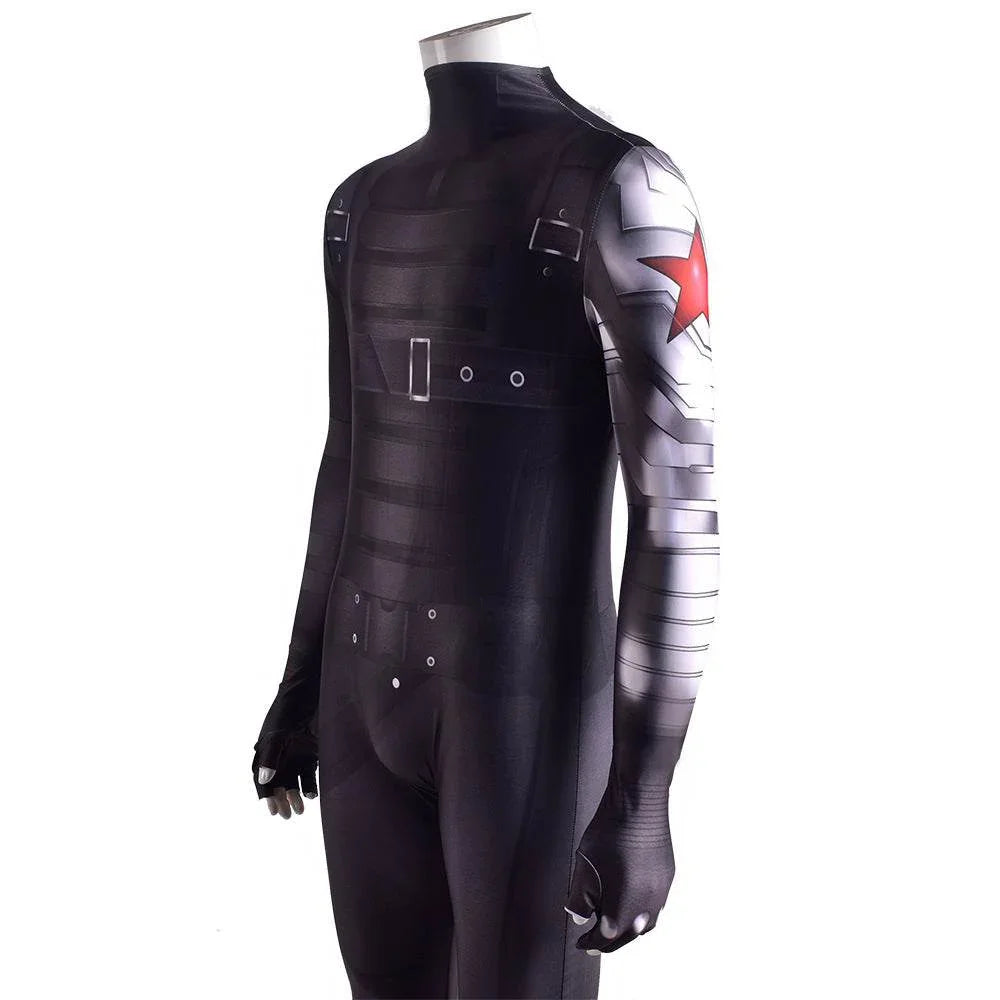 Bucky Barnes Winter Soldier Cosplay Costume Jumpsuit Zentai Party Carnival - Azufun