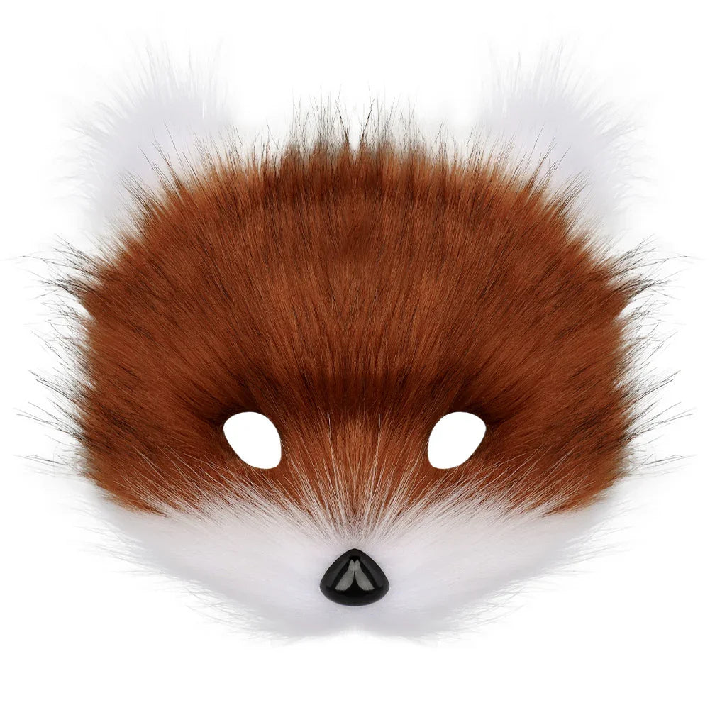 Simulation fox mask gloves plush fox tail set cos props accessories
