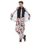 1980s Love Flower Print Suit 80s Costumes Cosplay Party Carnival - Azufun