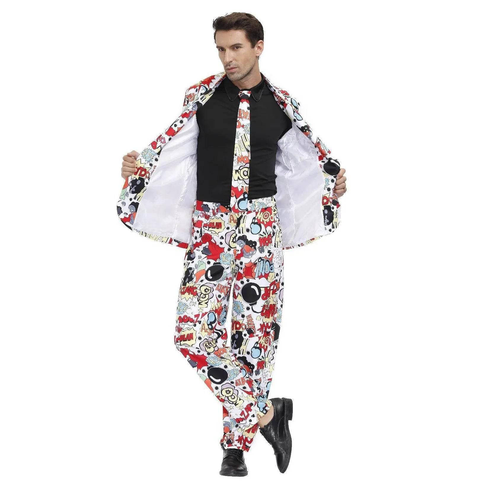 1980s Love Flower Print Suit 80s Costumes Cosplay Party Carnival - Azufun