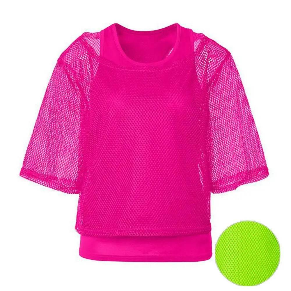 1980s Top Fishnet Women T-shirt 80s Costumes Cosplay Party Carnival - Azufun