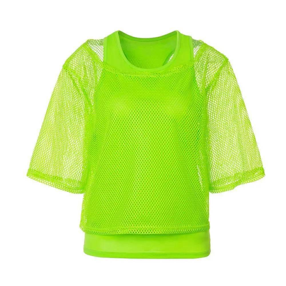 1980s Top Fishnet Women T-shirt 80s Costumes Cosplay Party Carnival - Azufun