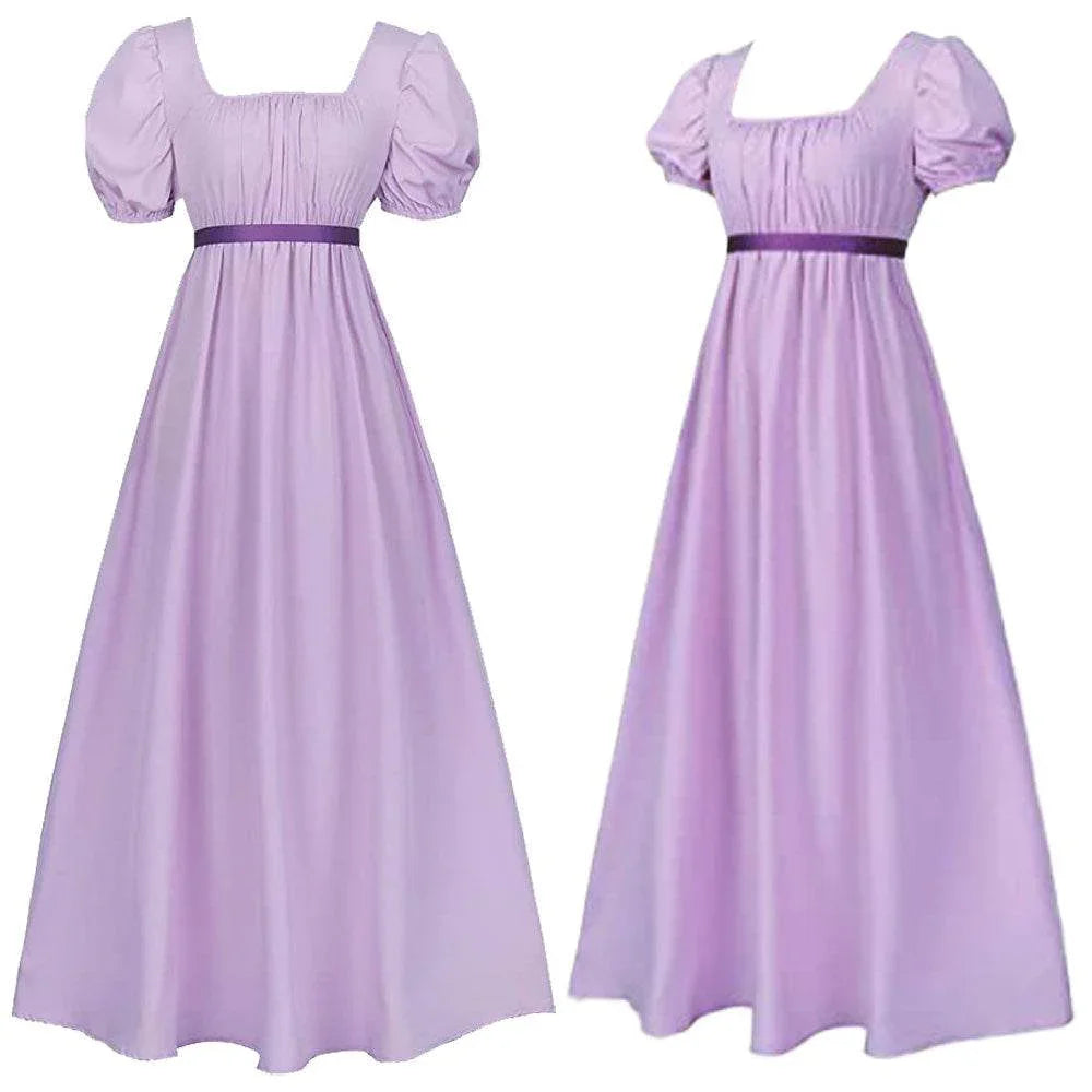 Bridgerton cosplay costume vintage regency Victorian tea dress - Azufun