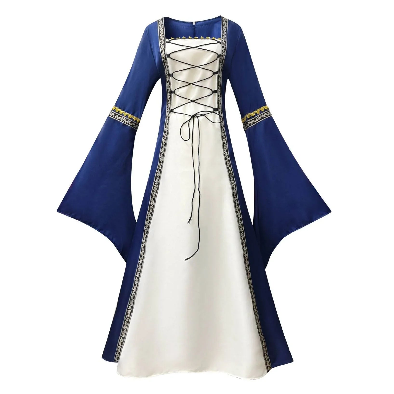 Gothic Retro Medieval Court Women Dresses Robe trumpet Long Sleeve - Azufun