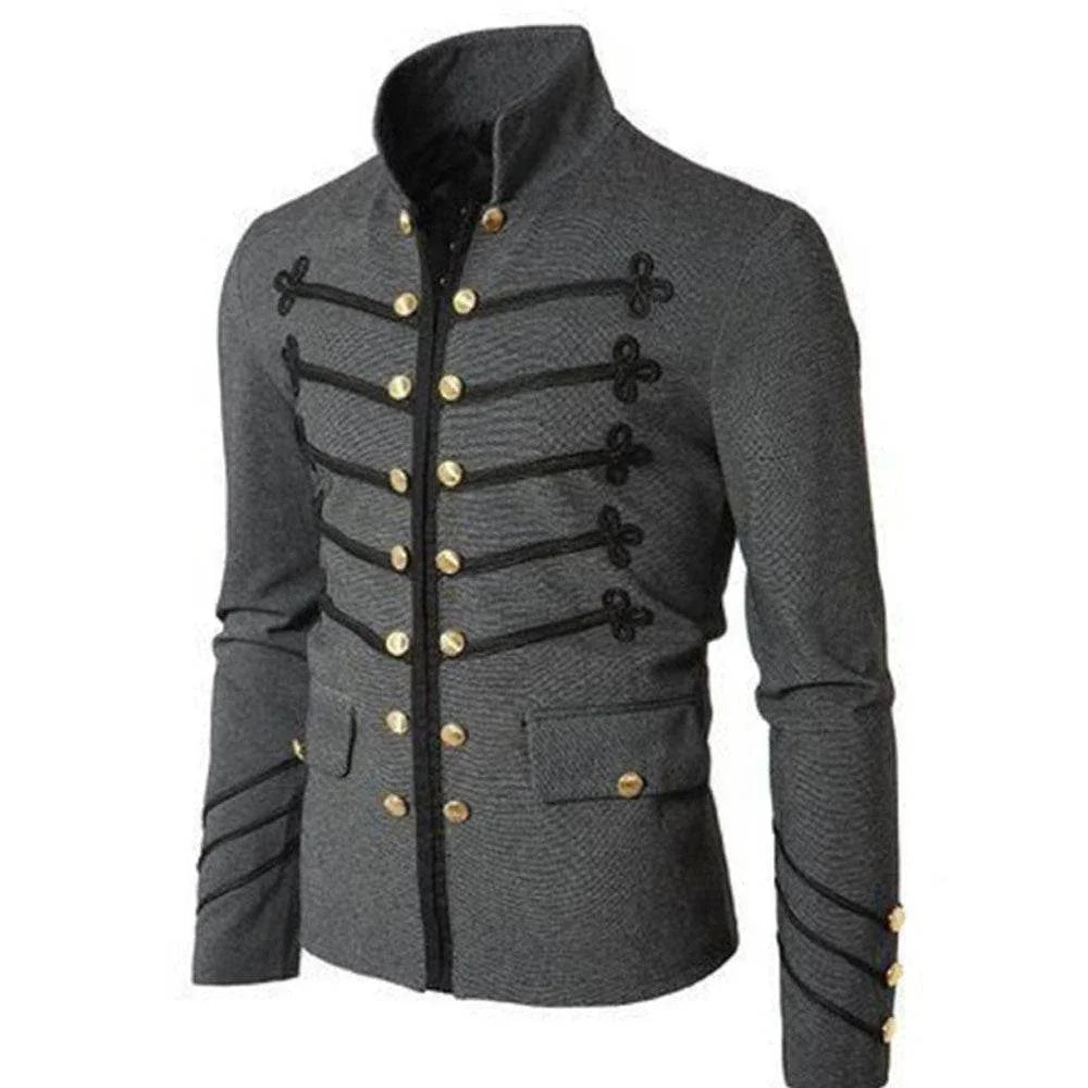Men's Medieval Vintage Embroidered Button Jacket Outfits Carnival - Azufun