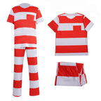 Halloween prison striped prisoner uniform role play adult costume - Azufun