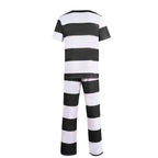 Halloween prison striped prisoner uniform role play adult costume - Azufun