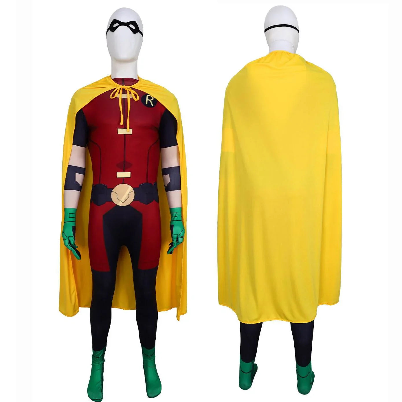 DC Teen Titans Robin Cosplay Costume Halloween For Adult Full Set With Cape - Azufun