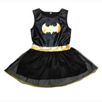 Black Bat man Costume Halloween For Kids Girl Full Set With Cape - Azufun