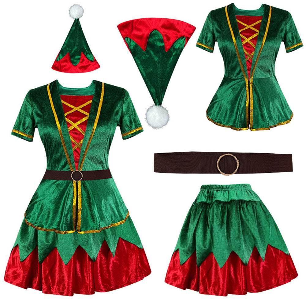 Green Christmas Party dress Costume adult couple stage costume - Azufun