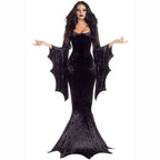 Halloween Bat Witch Ghost Bride Costume Vampire Dress for Women - Azufun