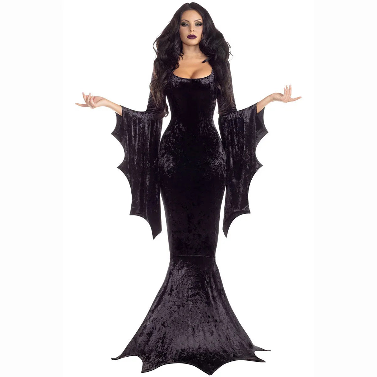 Halloween Bat Witch Ghost Bride Costume Vampire Dress for Women - Azufun