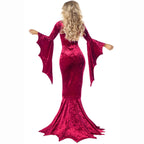 Halloween Bat Witch Ghost Bride Costume Vampire Dress for Women - Azufun