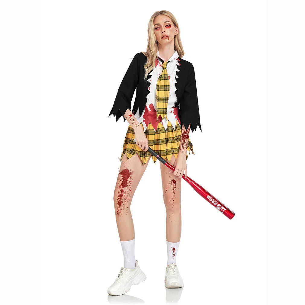 College Vampire Outfit Horror Zombie Student Uniform Party Women Halloween - Azufun