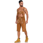 Men's German Bavarian Oktoberfest Costume Velvet Overalls Trousers Halloween - Azufun
