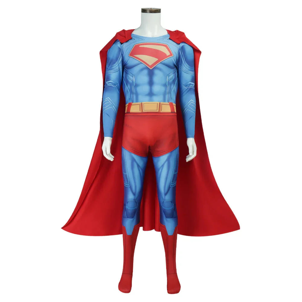 Deluxe Superman Clark Kent 3D Jumpsuit with Cloak Bodysuit - Azufun