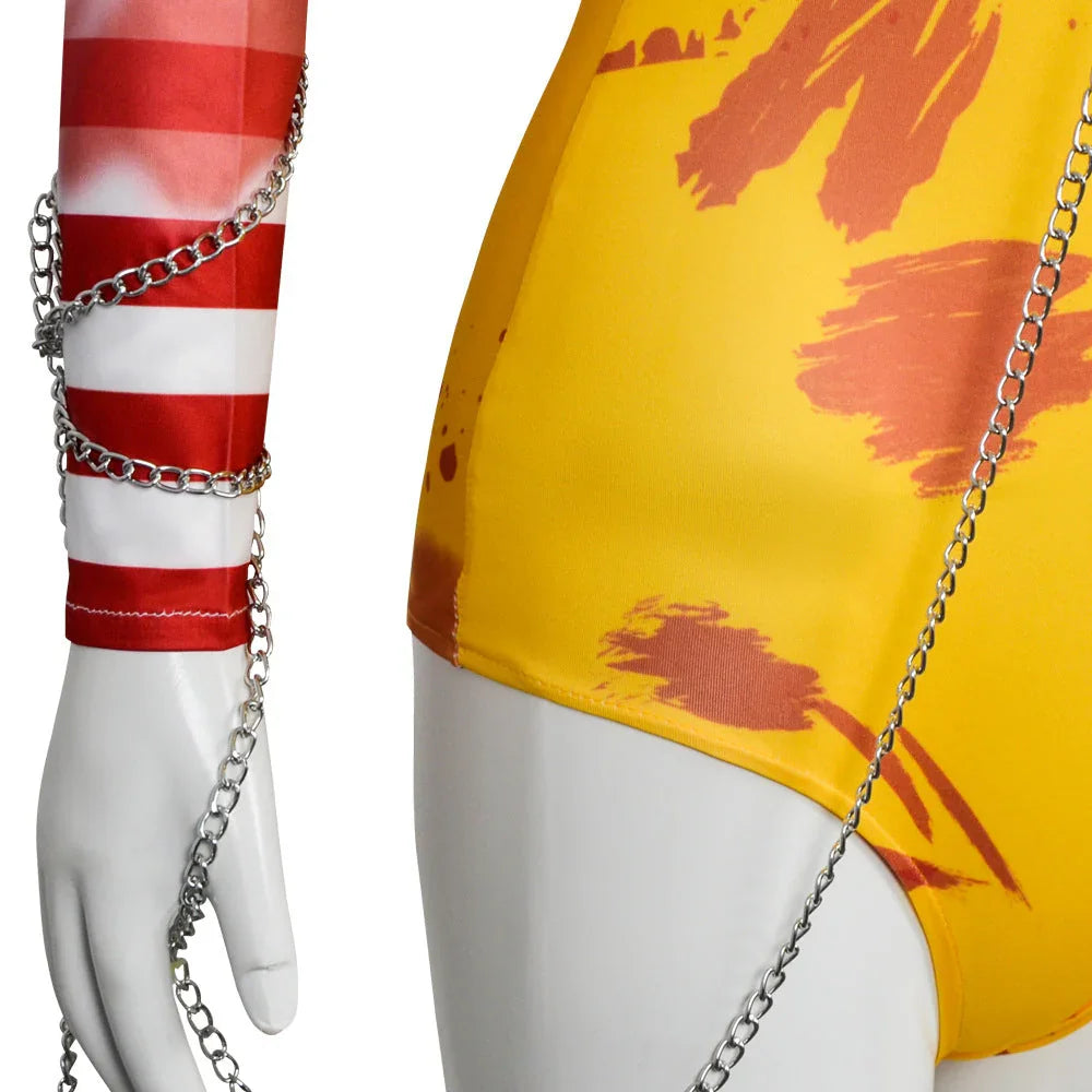 McDonald's Uncle Halloween Clown Costume Carnival Day Cosplay Jumpsuit Set Nightclub For Women Girl - Azufun