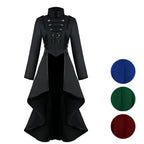 Medieval Costume dress tuxedo women's lapel irregular hem retro long top - Azufun