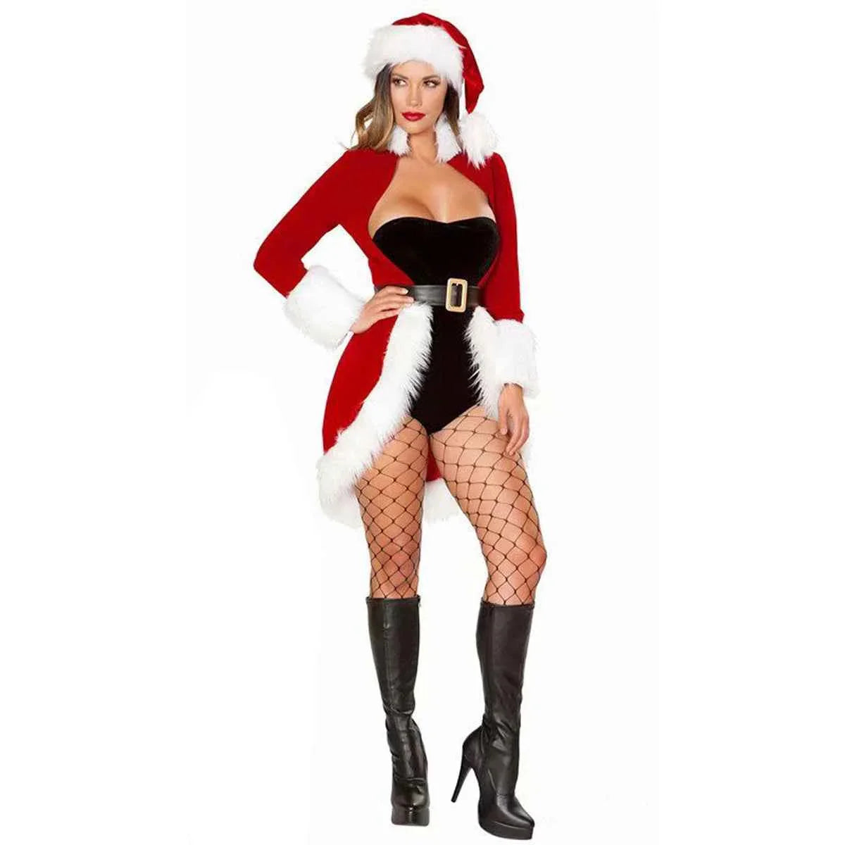 Women Christmas Costume Tuxedo Dress and Jumpsuit Costume Set