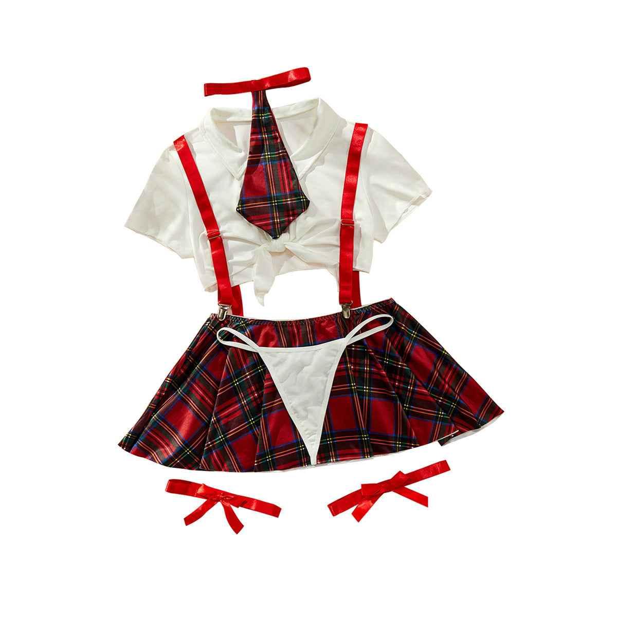 Plaid school girl uniform temptation Role play Costume suit