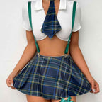 Plaid school girl uniform temptation Role play Costume suit
