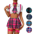 Plaid school girl uniform temptation Role play Costume suit