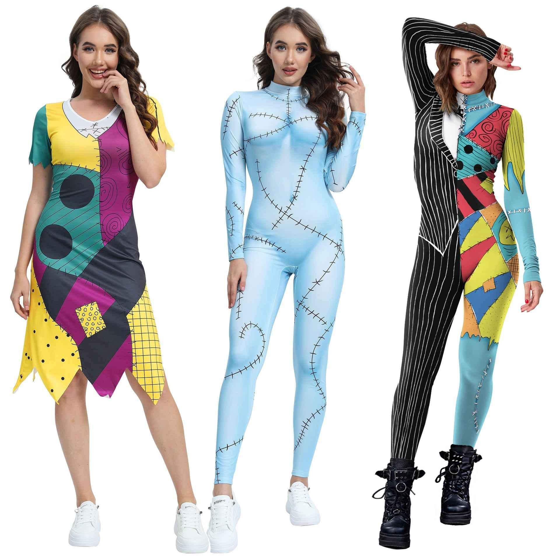 Halloween costume Christmas Nightmare cosplay Sally Jumpsuit dress