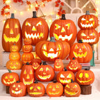 Light-Up Pumpkin Lantern Halloween Scene Decorations Fabric Items