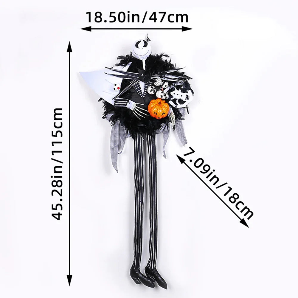 Halloween Hanging Front Door Decor Spooky Pumpkin Wreath