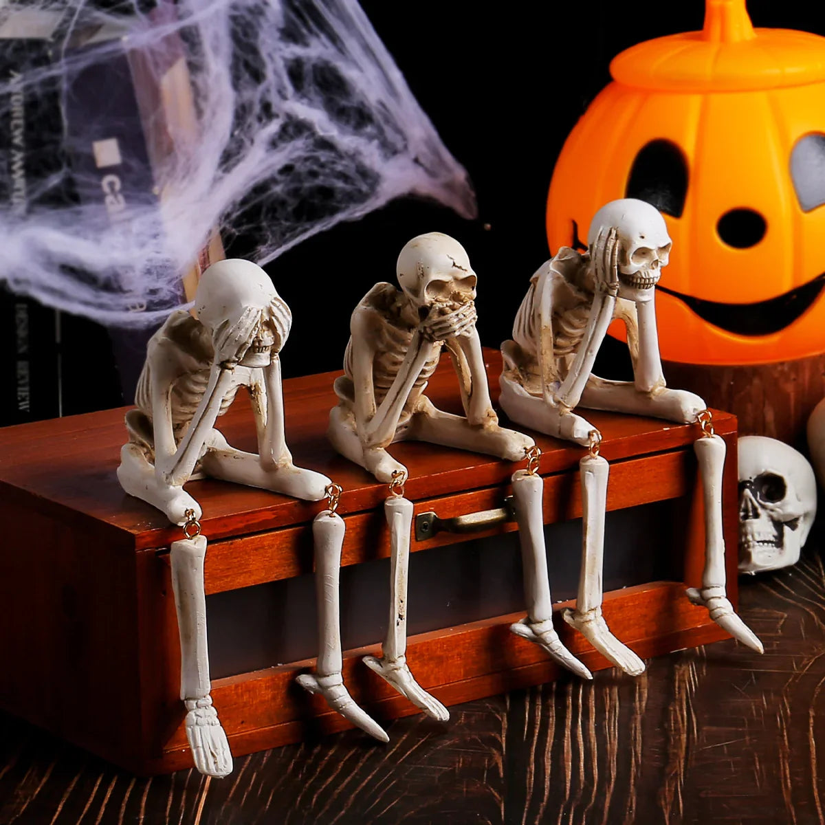 Halloween Craft Decorations Skeleton Frame Don't Listen Don't Look Don't Speak