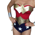 Wonder women Costume Set Bodysuit with bra Cosplay Halloween