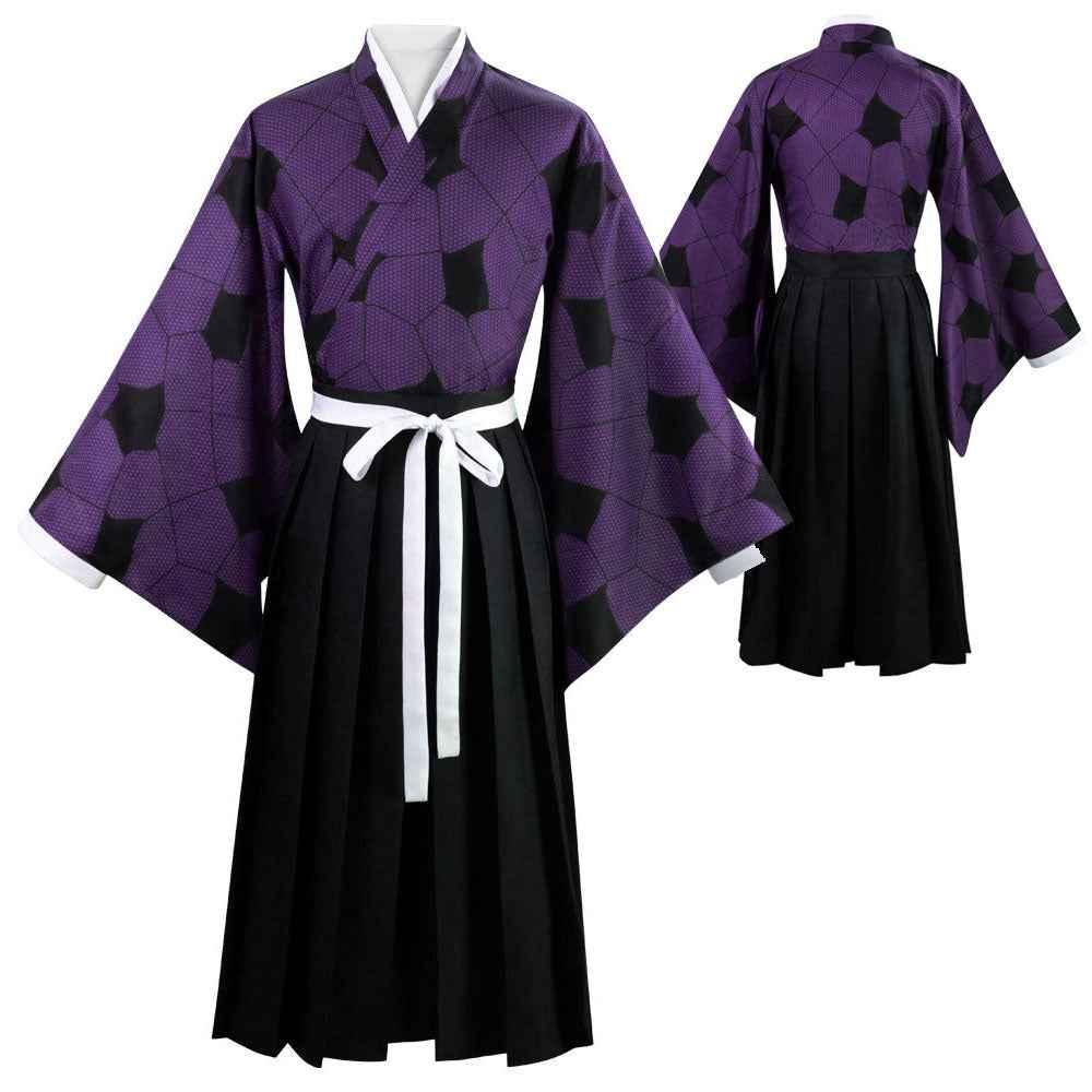 Anime Demon Kokushibou Cosplay Costume Role Cloak Outfit Uniform