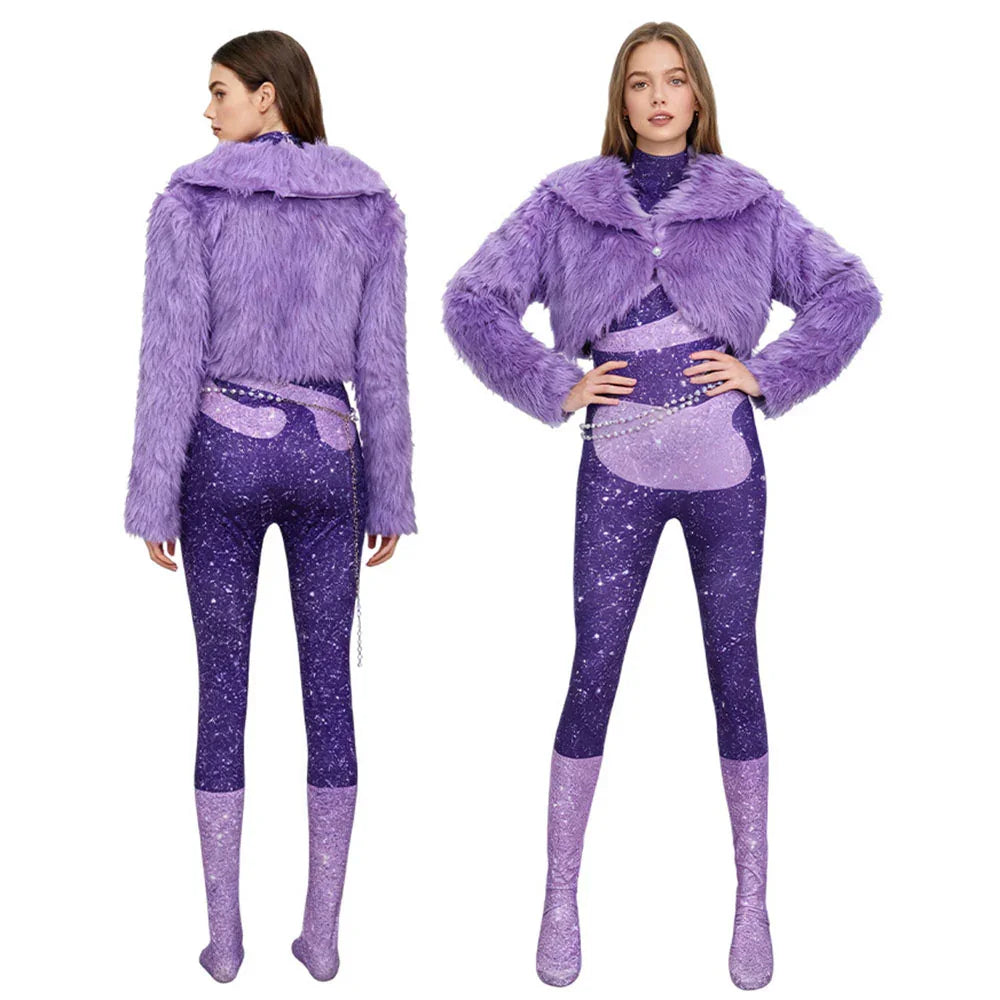 Zootopia 2 Gazelle Superstar Costume Purple Jumpsuit Cosplay Carnival Suit