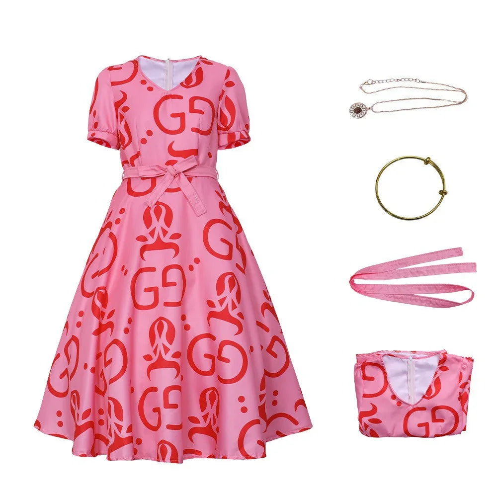 Zootopia 2 Lulu Inspired "GG" Pattern Pink Dress Cosplay Costume