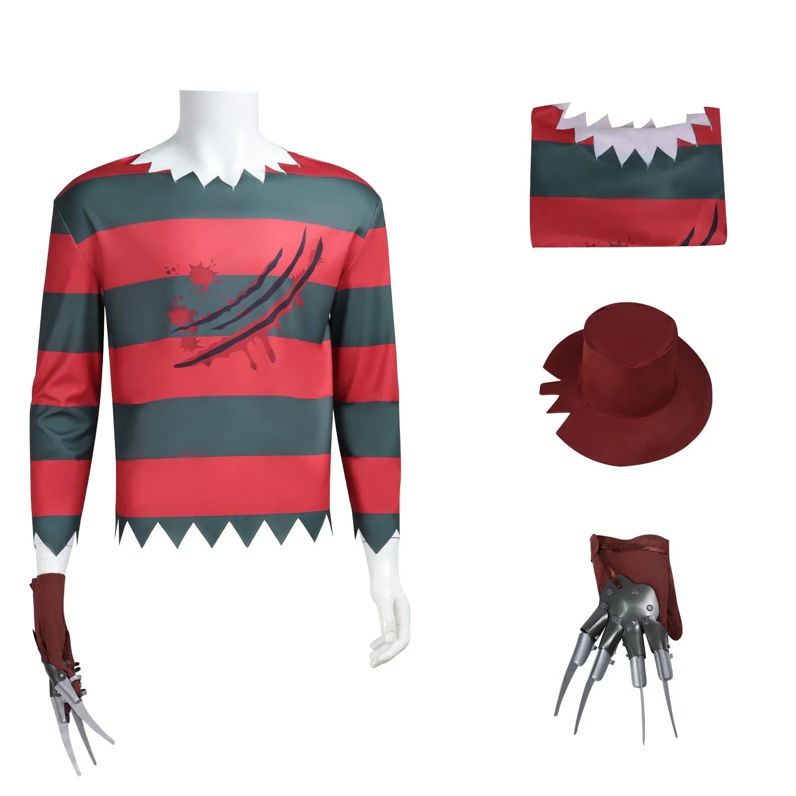 A Nightmare on Elm Street Freddy Men Cosplay Costume Carnival Suit