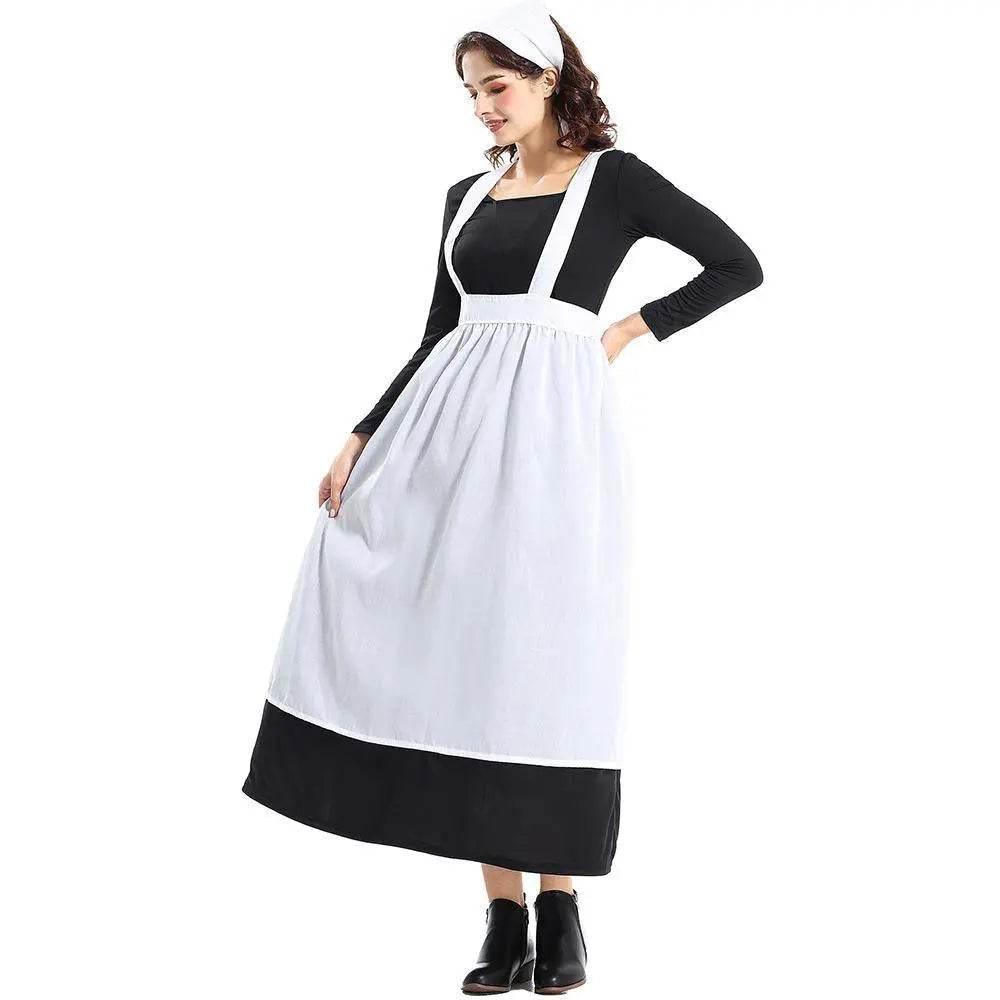 Adult Female French Manor Maid Costume Retro Halloween Dress - Azufun