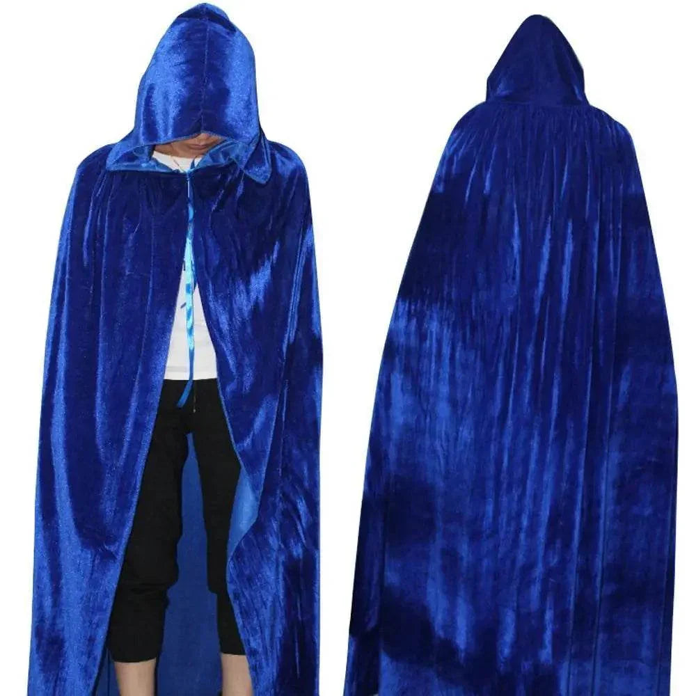 Adult Unisex Hooded Robe Long Cloak Cape Halloween Costume - Azufun