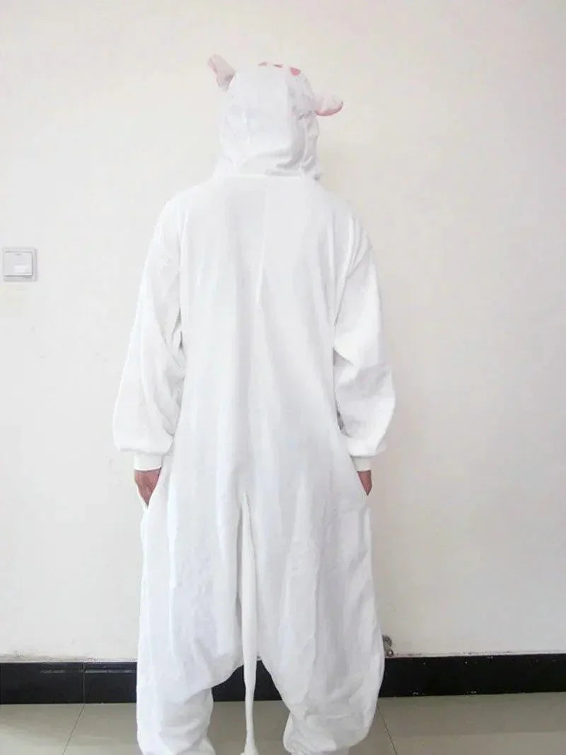 Adult white cat Onesies Hoodie kigurumi costume Pajamas - Pajamasbuy