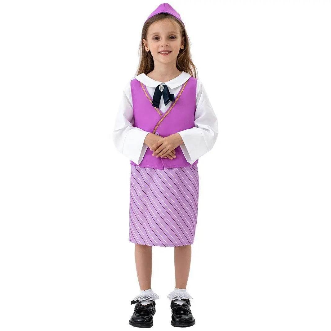 Airline Stewardess Cosplay Costume Flight Attendant Costume For Kids - Azufun
