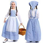 Alice Lolita Maid for kids Blue Farm Florist girl dress kids Maid Cosplay Costume - Azufun
