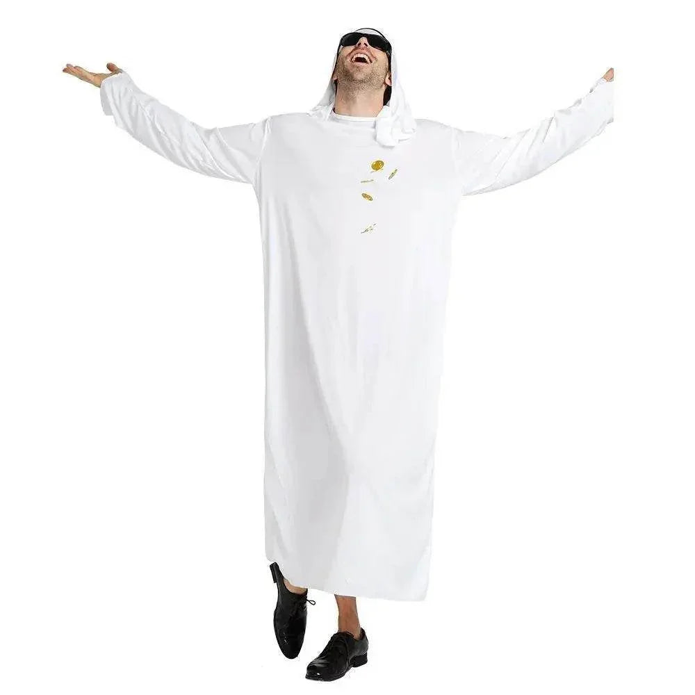 Arab sheik Prince masquerade male pure white Middle East Dubai clothes - Azufun