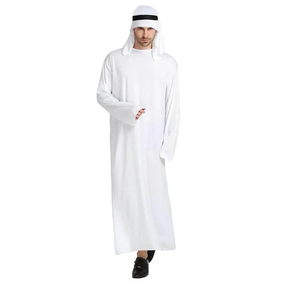 Arab sheik Prince masquerade male pure white Middle East Dubai clothes - Azufun