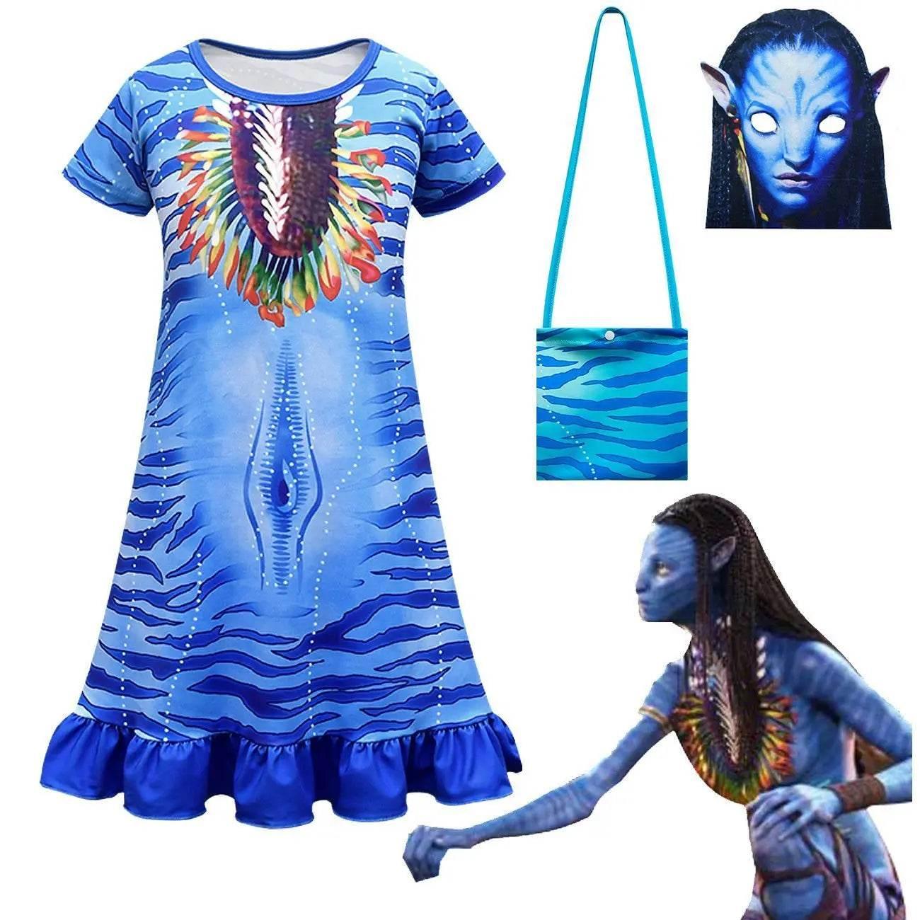 Avatar: The Way of Water Costume Cosplay Pajamas Dress For Kids - Azufun