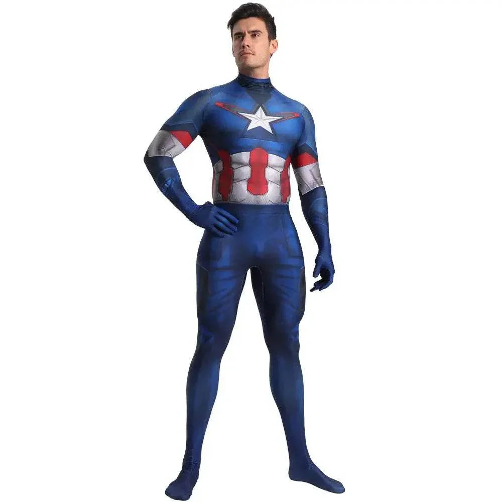 Captain America Outfits Halloween Cosplay Costume Bodysuit - Azufun