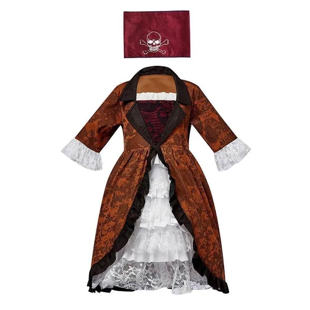 Caribbean Pirate Costume Queen Catrina Cosplay Fancy Dress Up Halloween Party Outfits - Azufun