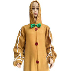 Children's Christmas Gingerbread Man Cosplay Costume One-Piece Pajamas - Azufun