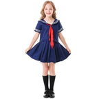 Children's Japanese anime style JK dark blue sailor costume - Azufun
