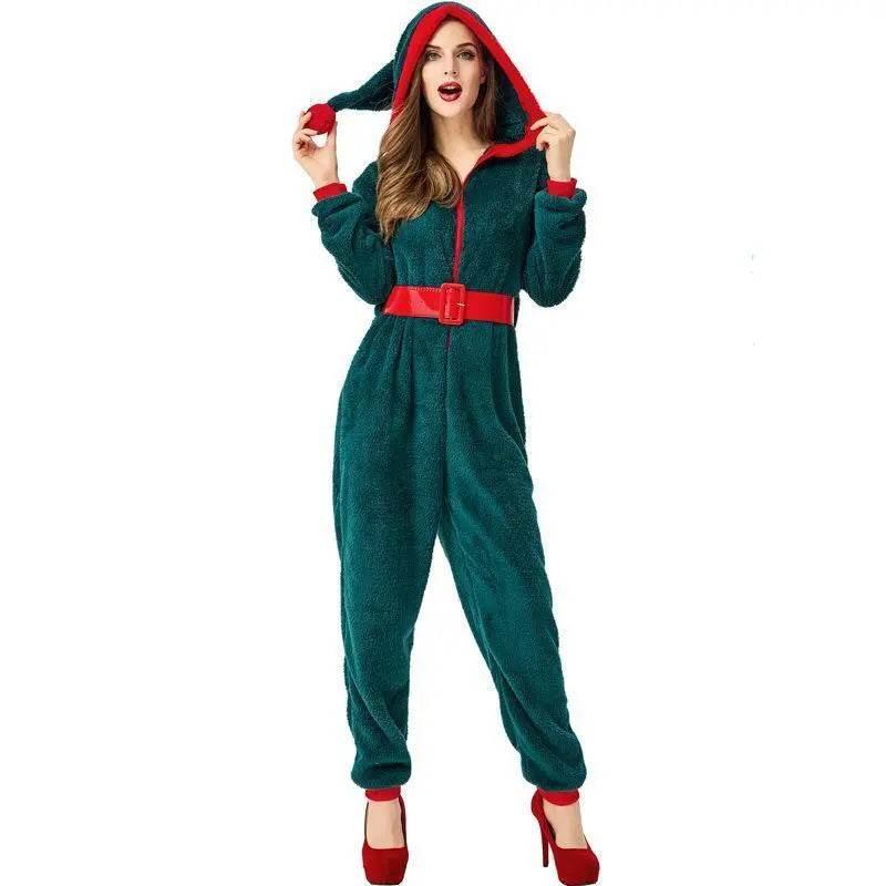 Christmas Family Matching Costume Onesies Hooded Pajamas Jumpsuit - Azufun